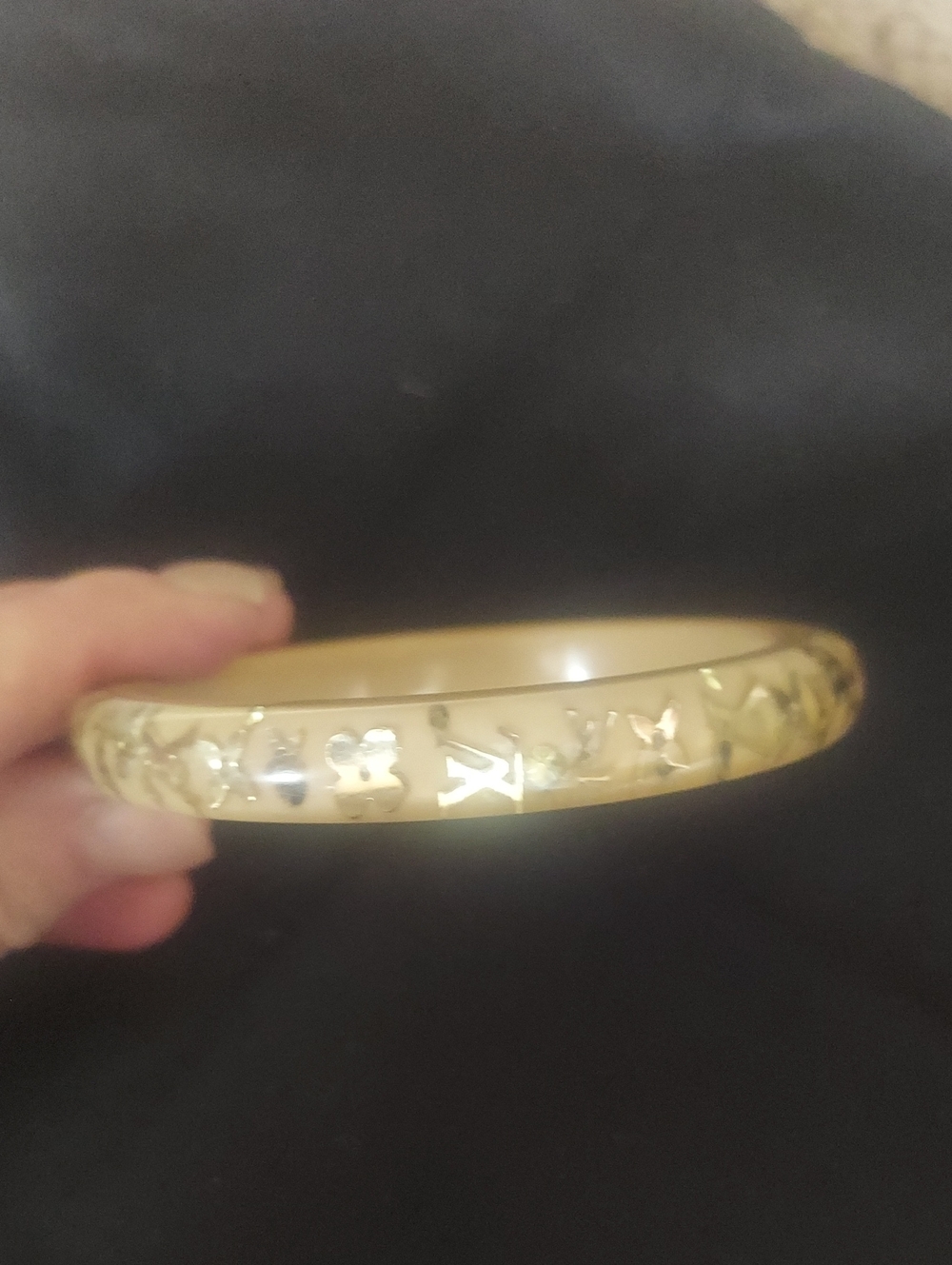 LOUIS VUITTON Vintage Beige Inclusion Bangle Bracelet